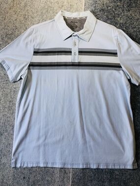 Men's Light Blue Polo with Chest Stripe Detail